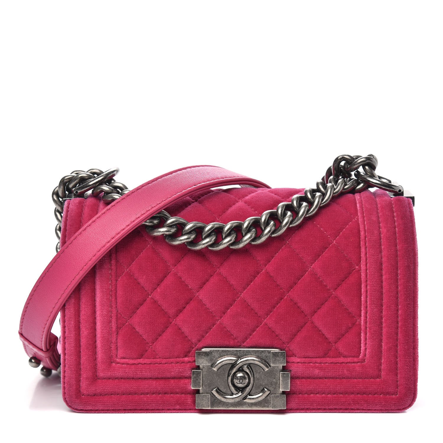 Chanel Velvet Quilted Small Boy Flap Pink 1 of 15