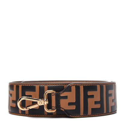 Fendi Calfskin FF 1974 Embossed Strap You Tobacco Black 1 of 7