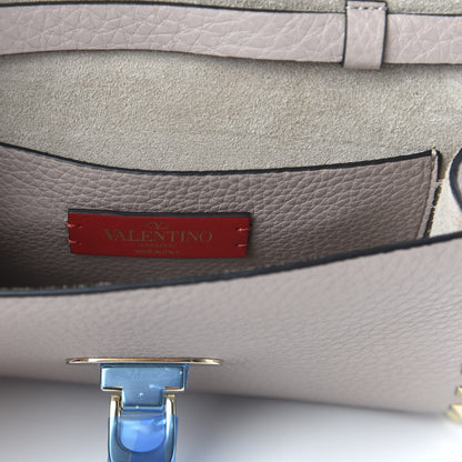 Valentino Garavani Pebbled Calfskin Small Rockstud Overlay Flap Shoulder Bag Poudre 8 of 9