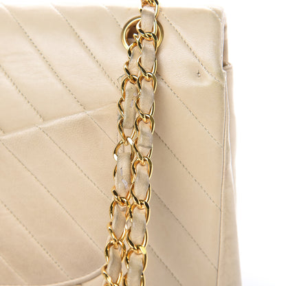 Chanel Lambskin Chevron Quilted Medium Double Flap Beige 18 of 24