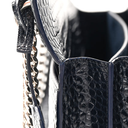 Saint Laurent Calfskin Crocodile Embossed Medium Monogram Sunset Navy 13 of 17