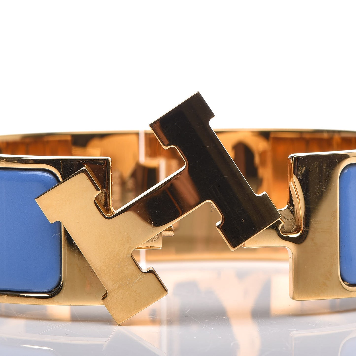 Enamel Wide Clic Clac H Bracelet GM Bleu Transat