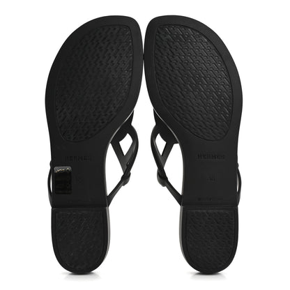 Hermes Rubber Womens Egerie Sandals 38 Black 6 of 8