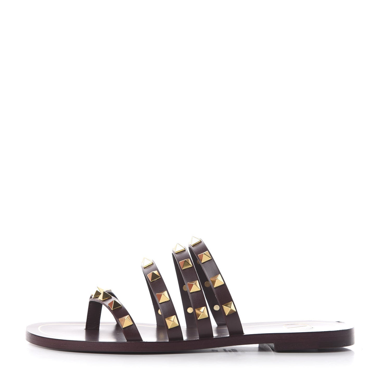 Calfskin Rockstud Flair Flat Thong Sandals 35 Rubin