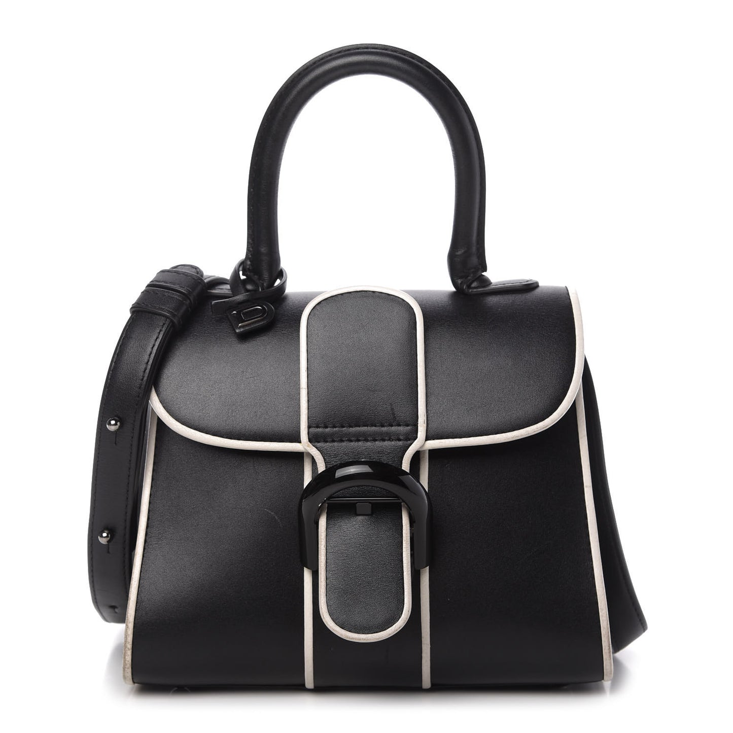 Calfskin Illusion Piped Mini Brillant Satchel Black