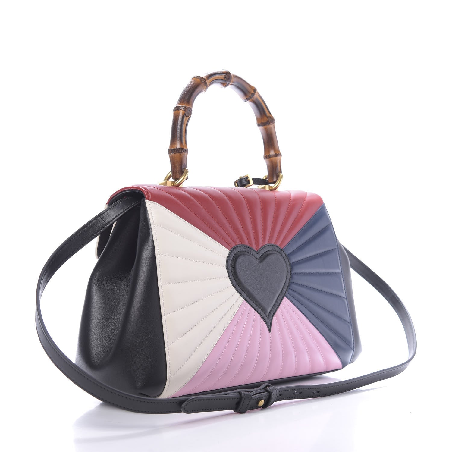 Gucci Calfskin Bamboo Trapuntata Queen Margaret Top Handle Bag Blue Agata Hibiscus Red Mystic White Sugar Pink 3 of 11
