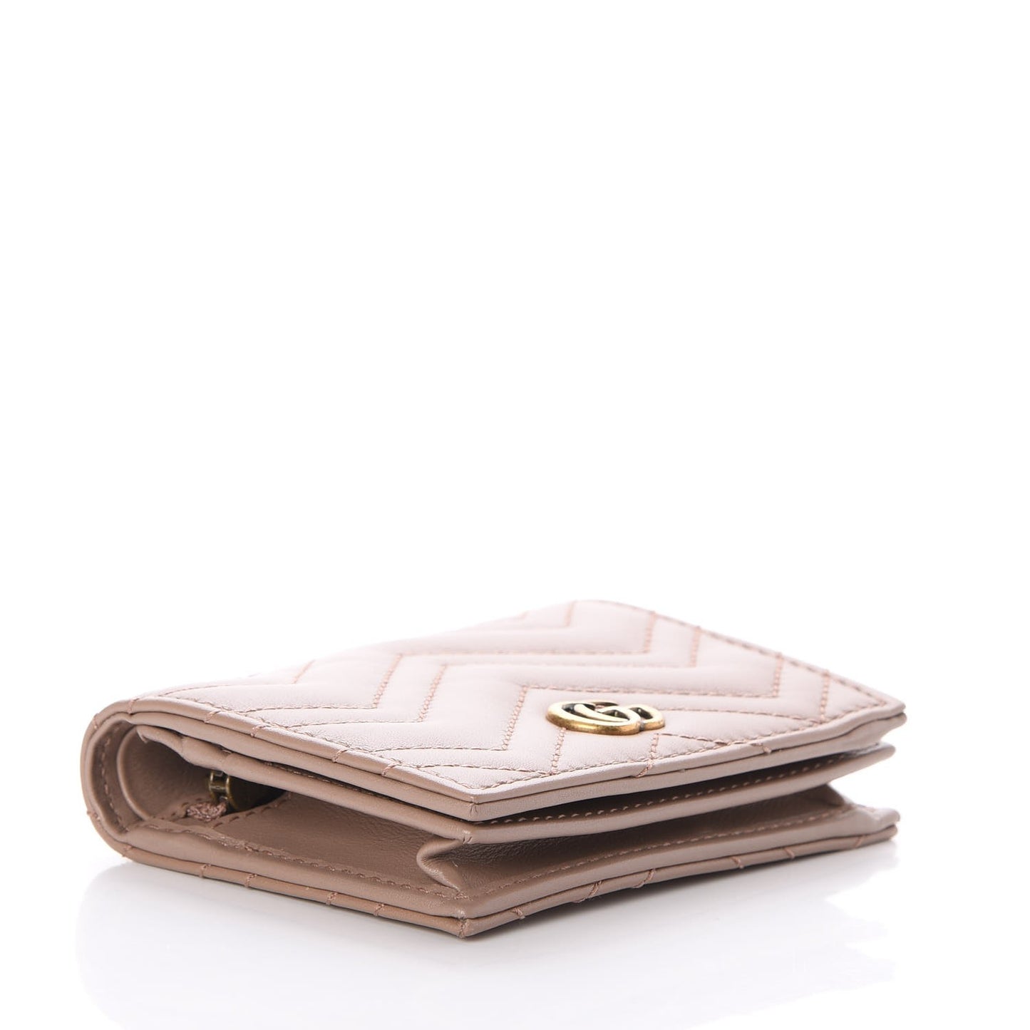Calfskin Matelasse GG Marmont Card Case Wallet Porcelain Rose