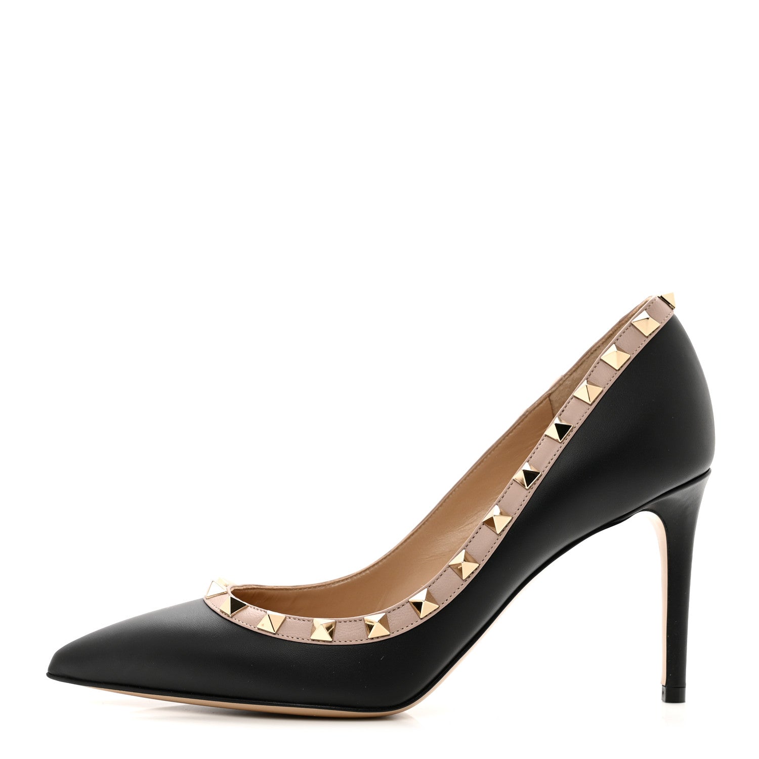 Valentino Garavani Calfskin Rockstud 85mm Pumps 37.5 Black Poudre 1 of 9