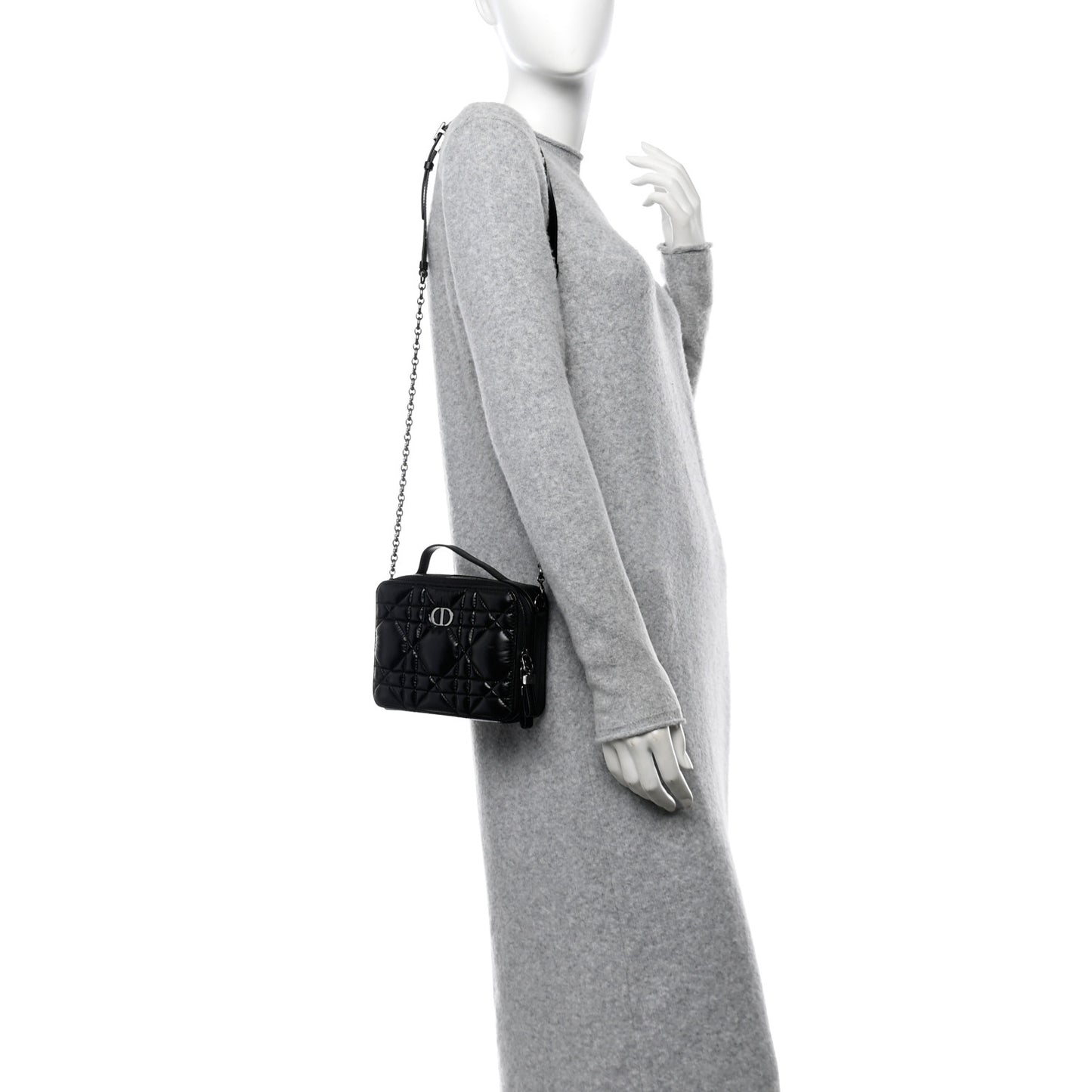 Calfskin Macrocannage Caro Box Bag Black