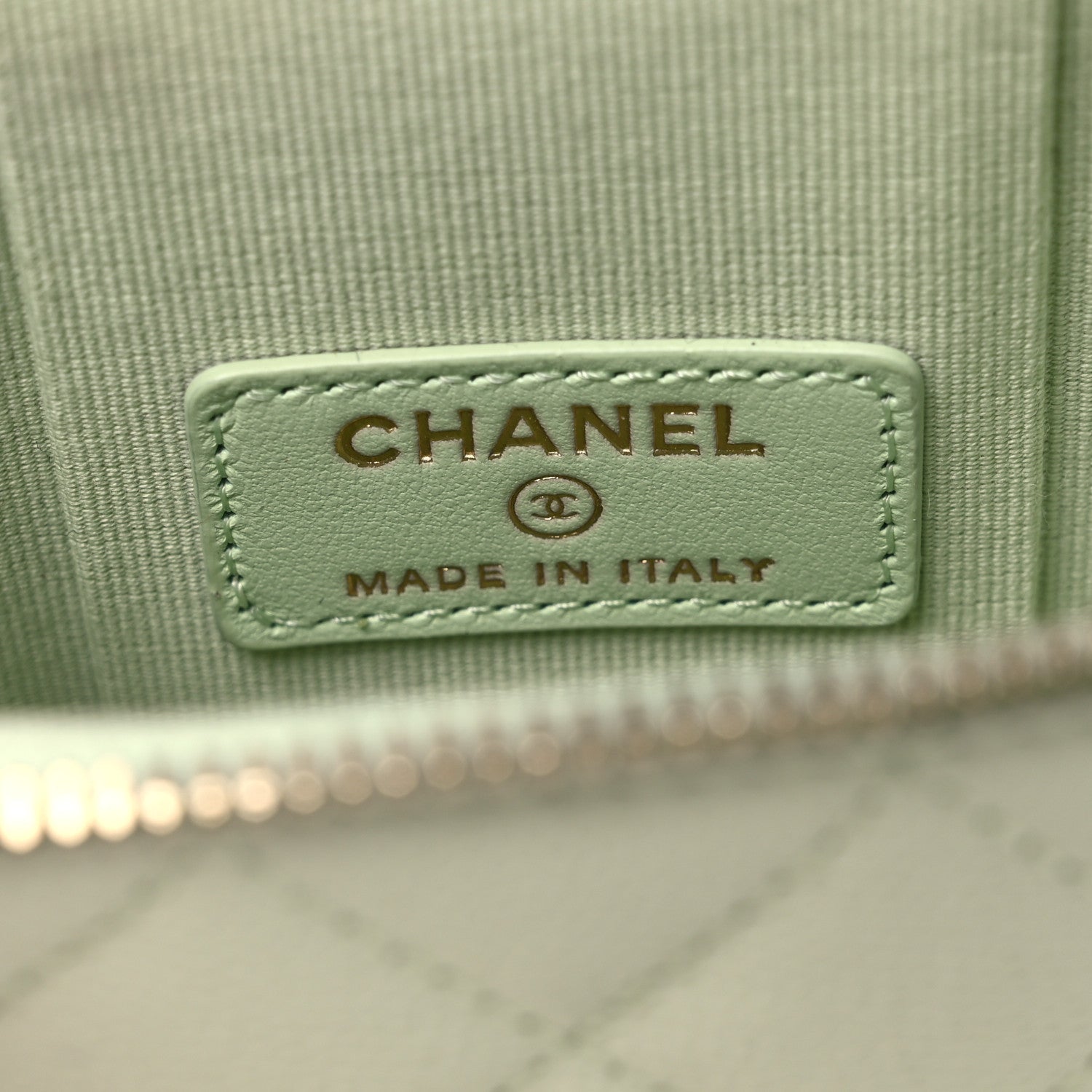 Chanel Caviar Quilted Phone Holder With Chain Light Green 6 of 12