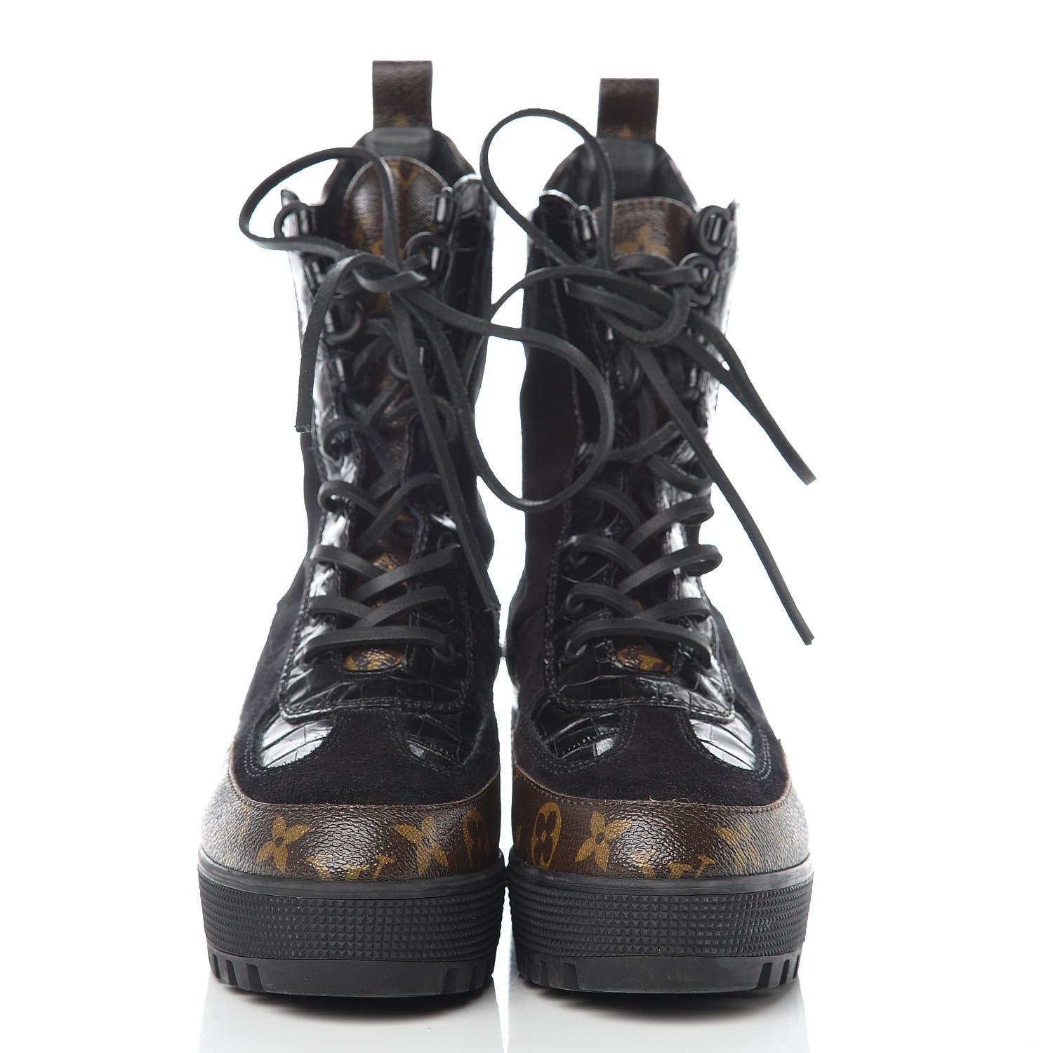 Louis Vuitton Suede Calfskin Monogram Laureate Platform Desert Boots 39 Black 2 of 12