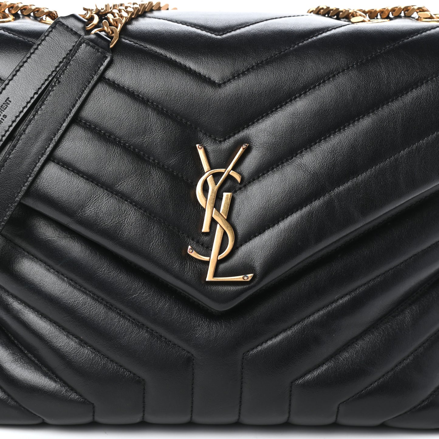 Calfskin Y Quilted Monogram Medium Loulou Chain Satchel Black