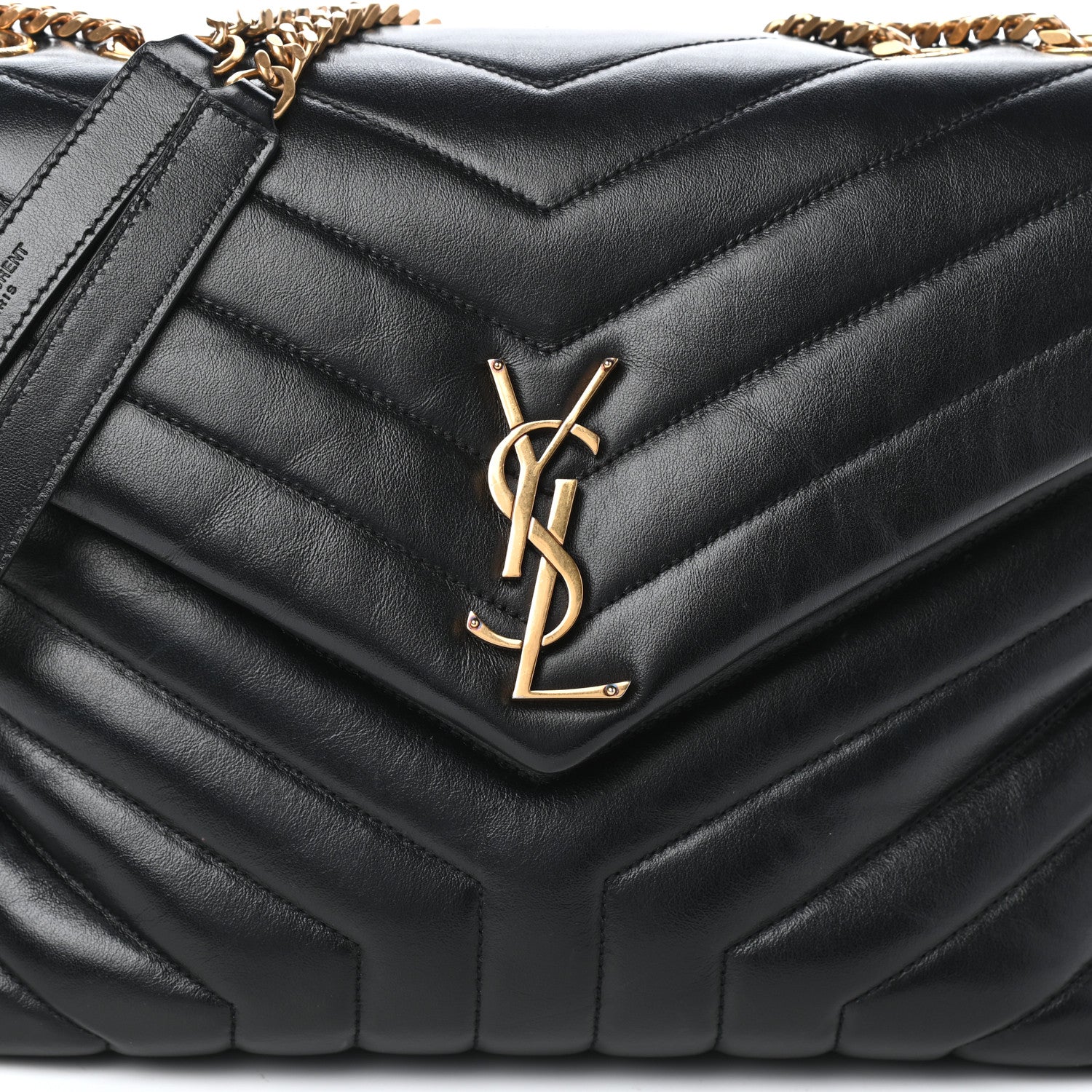 Saint Laurent Calfskin Y Quilted Monogram Medium Loulou Chain Satchel Black 7 of 9