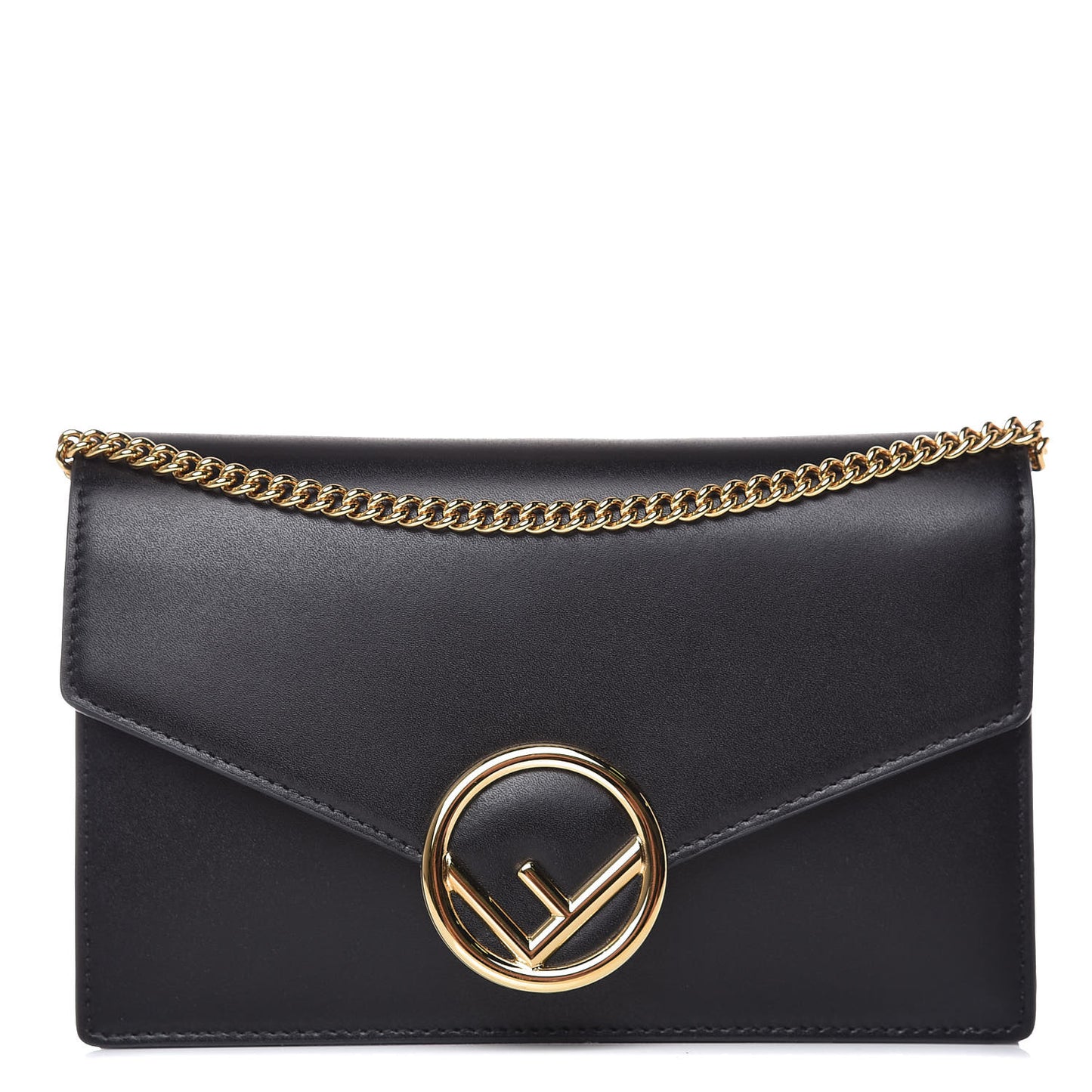 Vitello Liberty Lucido F is Fendi Medium Envelope Wallet on Chain Black