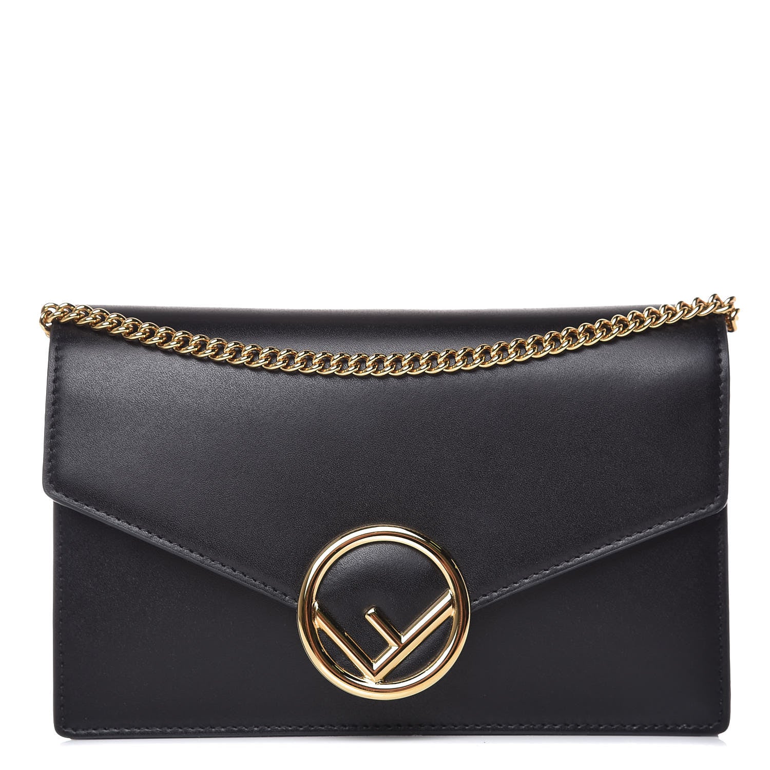 Fendi Vitello Liberty Lucido F is Fendi Medium Envelope Wallet on Chain Black 1 of 8