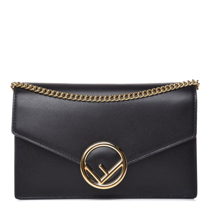 Fendi Vitello Liberty Lucido F is Fendi Medium Envelope Wallet on Chain Black 1 of 8