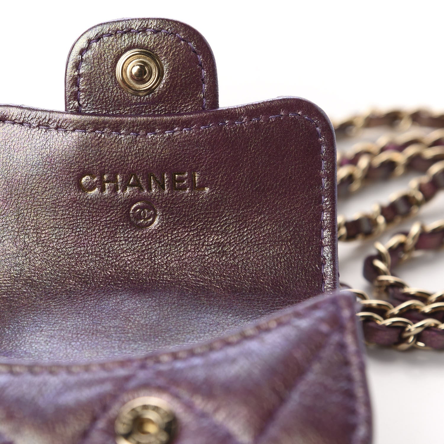 Chanel Iridescent Lambskin Quilted Airpods Pro Case Purple 6 of 10