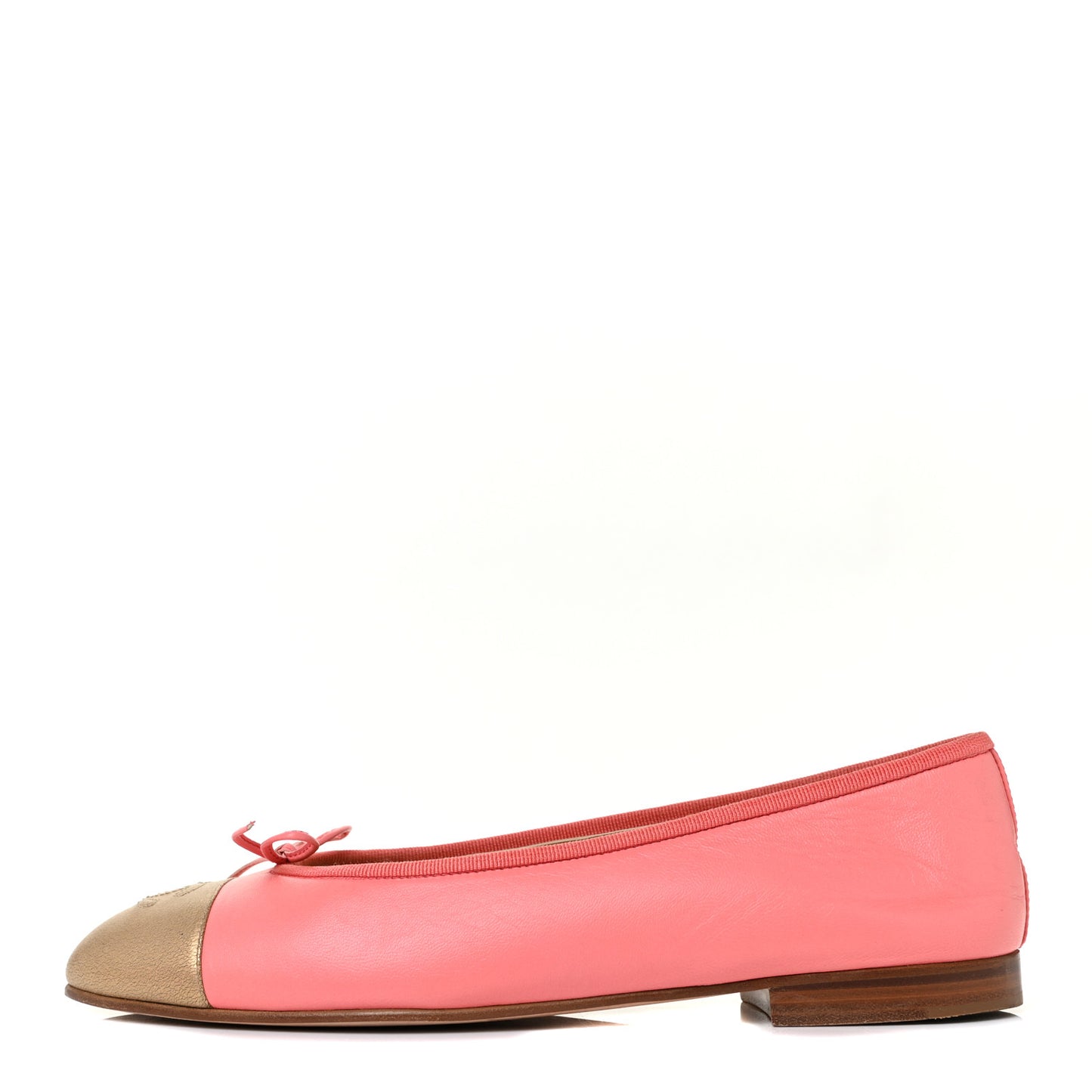 Calfskin Cap Toe Ballerina Flats 40 Pink Gold