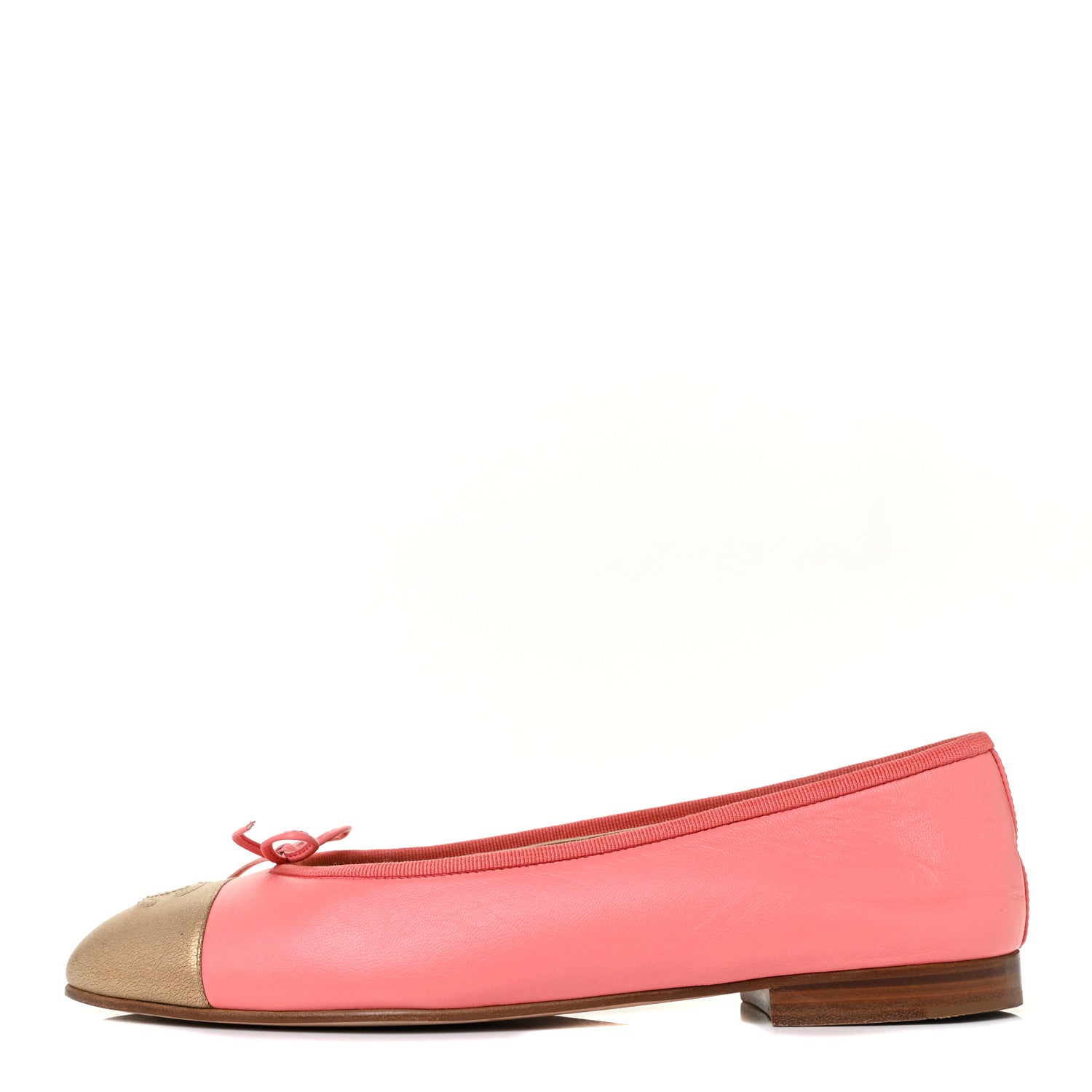 Chanel Calfskin Cap Toe Ballerina Flats 40 Pink Gold 1 of 10