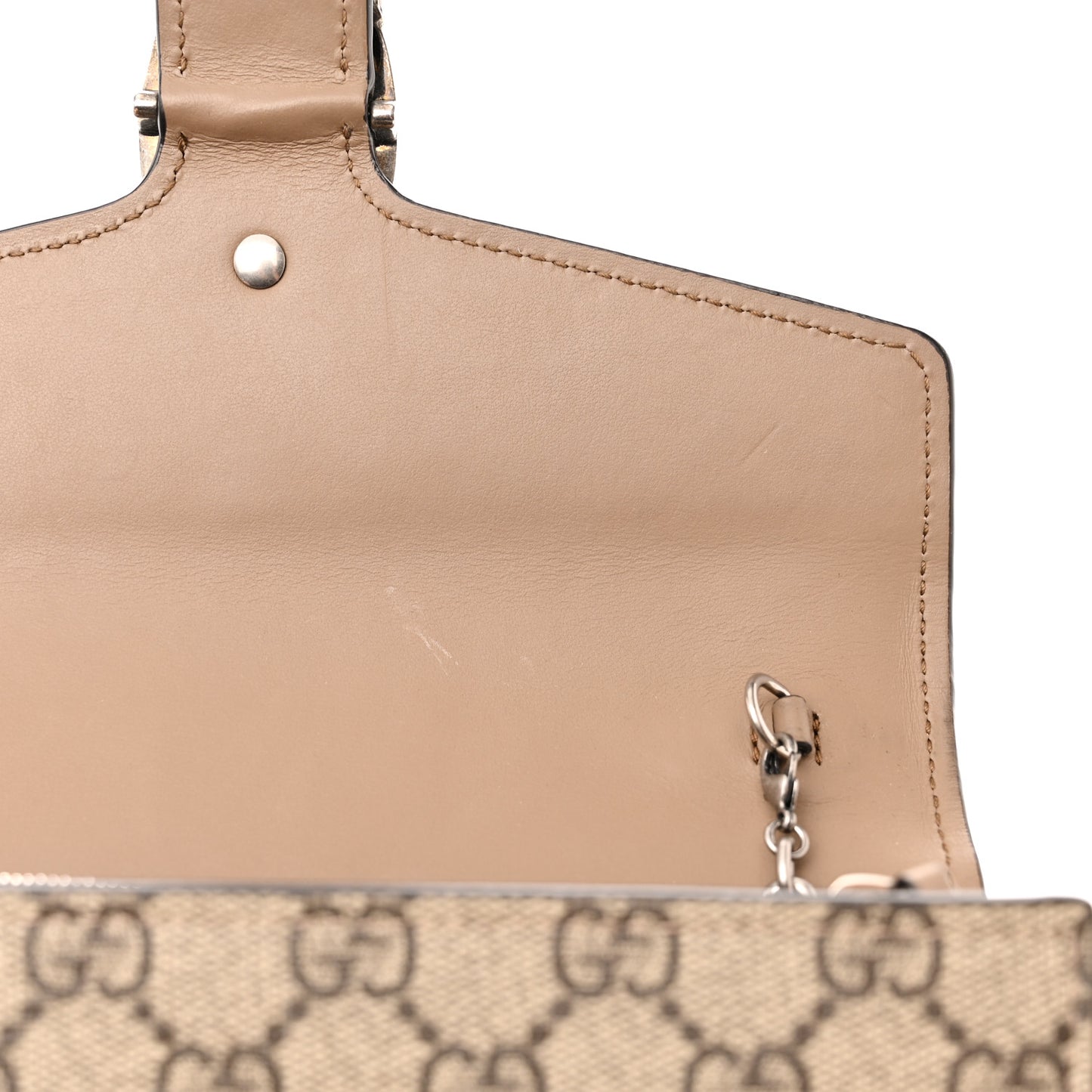 GG Supreme Monogram Mini Dionysus Chain Wallet Beige Taupe