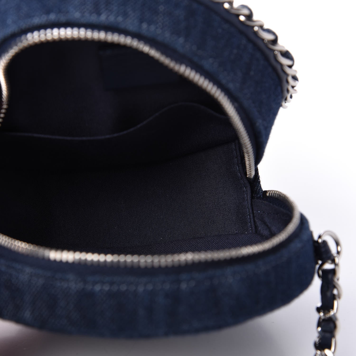 Chanel Denim Quilted Round Clutch With Chain Blue 5 of 11