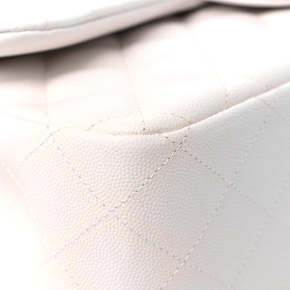 Chanel Caviar Quilted Jumbo Double Flap White 9 of 21