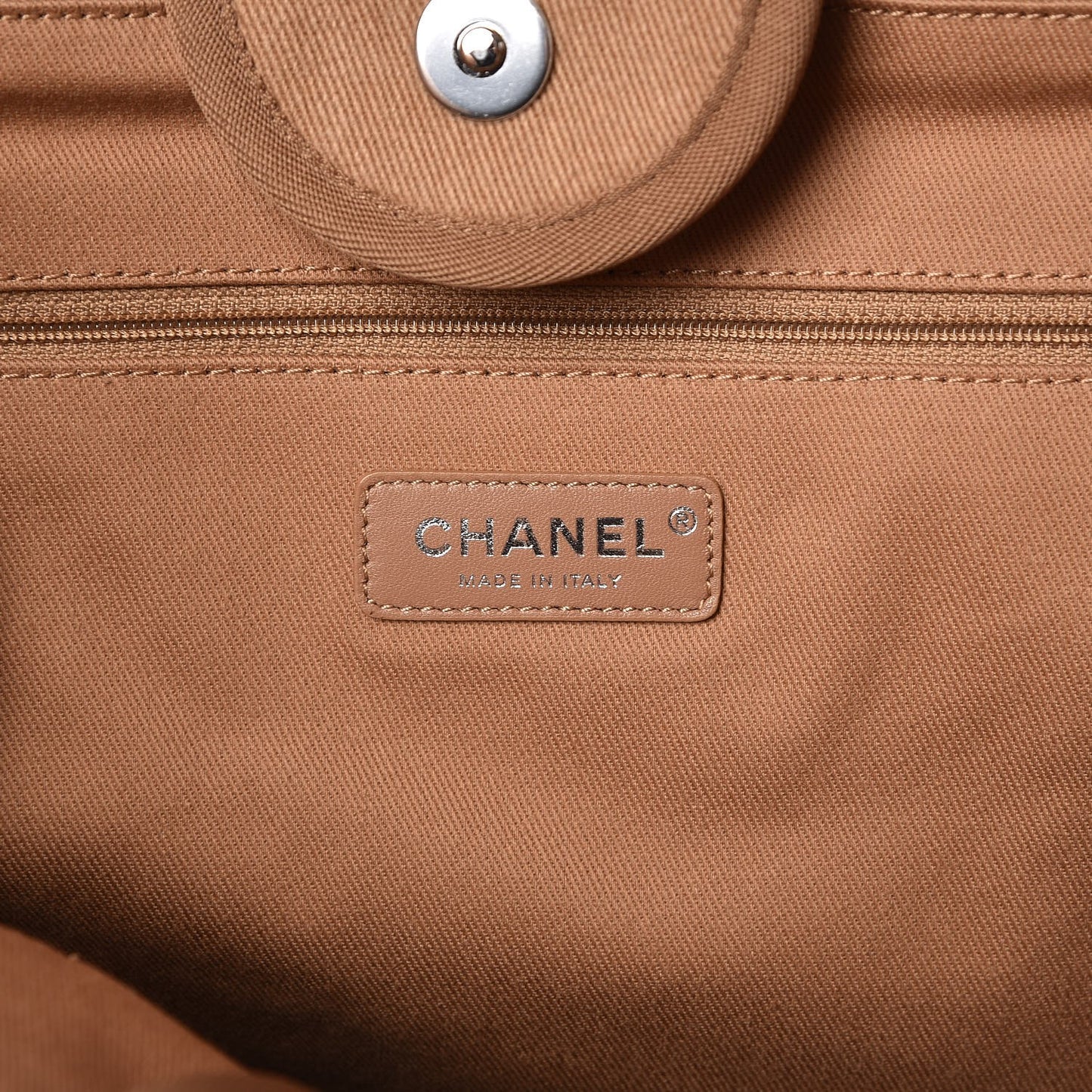 Canvas Sequin Large Deauville Tote Camel