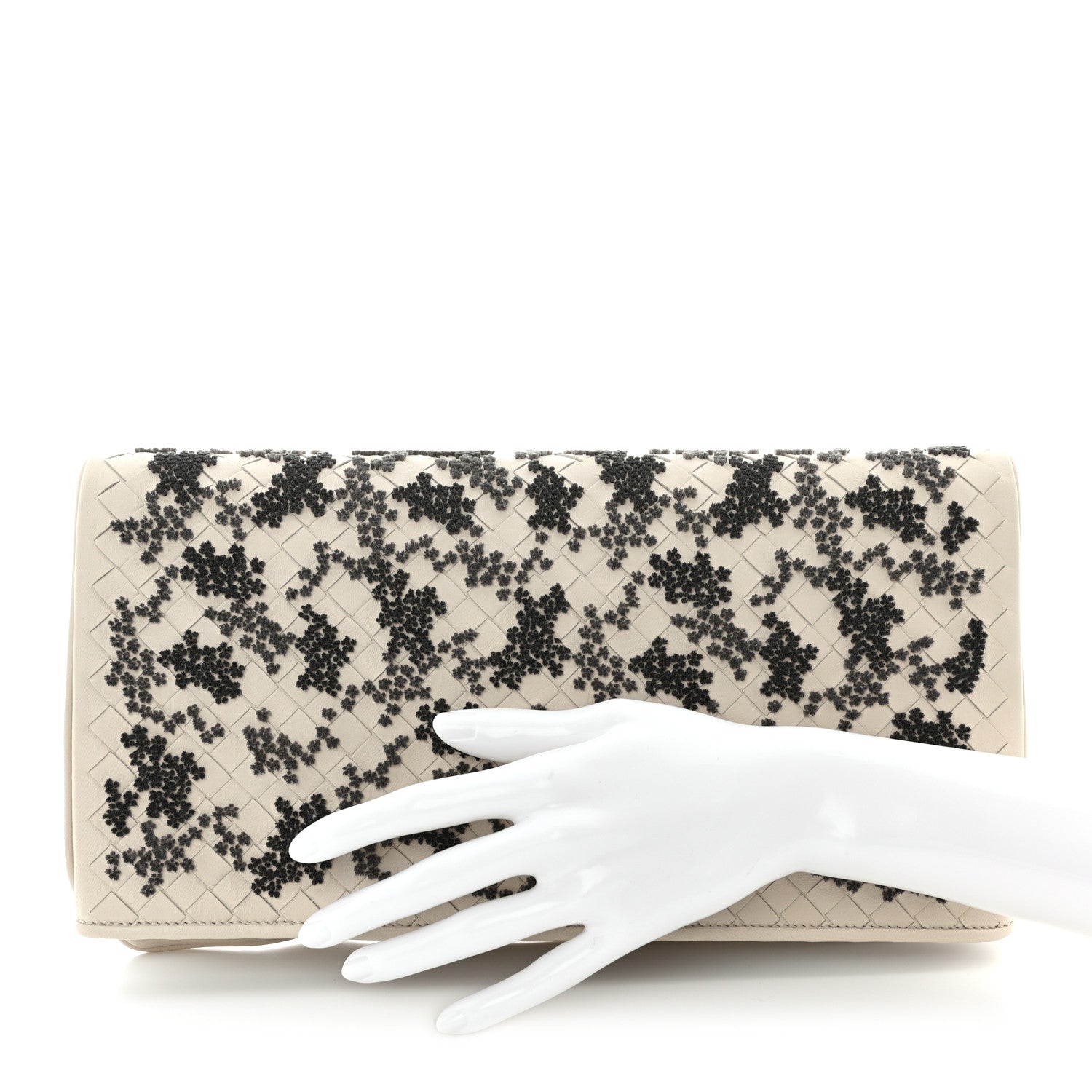 Bottega Veneta Nappa Intrecciato Embroidered Flap Clutch Mist 2 of 8