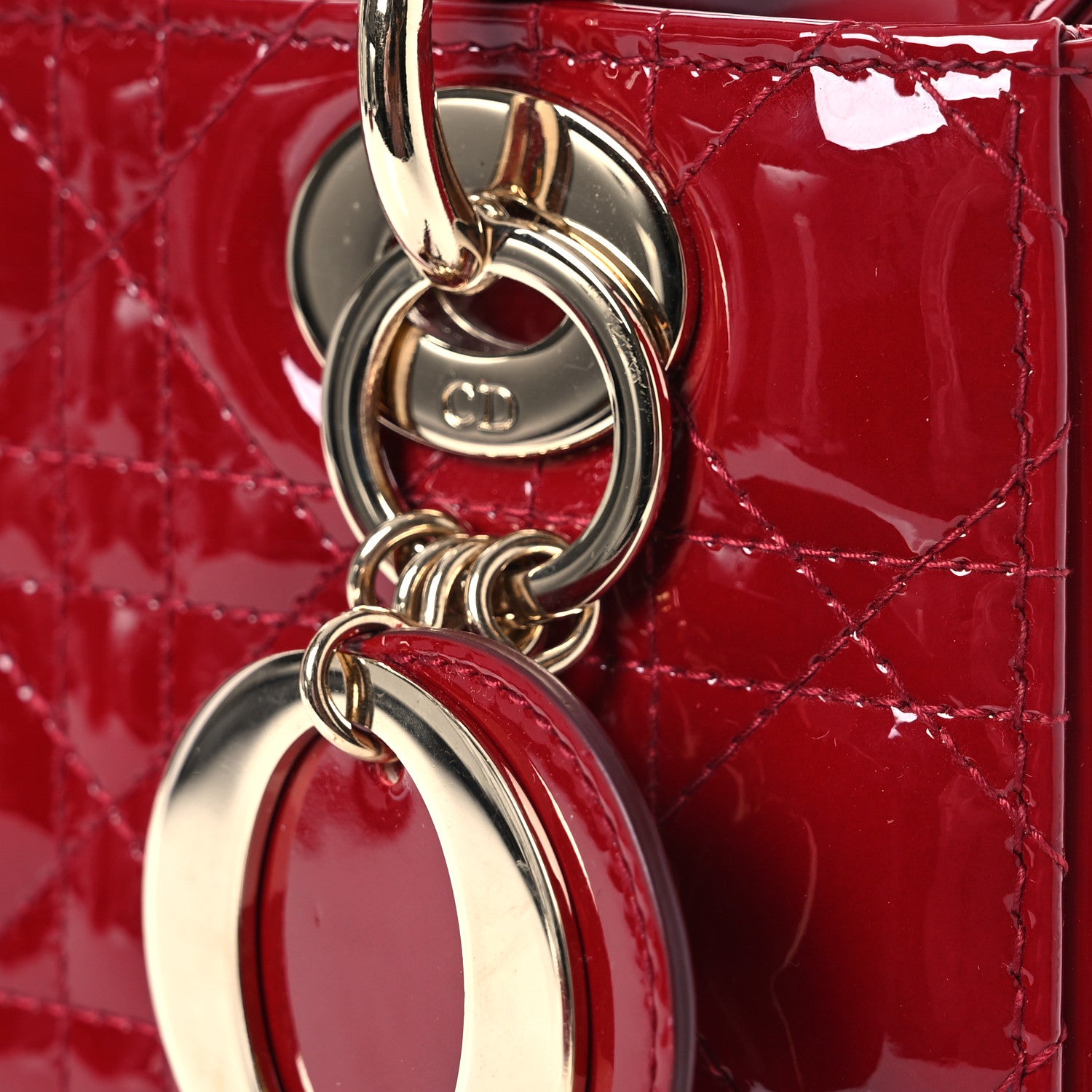 Christian Dior Patent Cannage Small Lady Dior Cherry Red 12 of 14