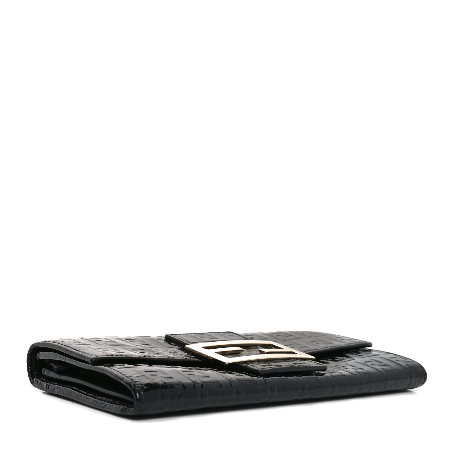 Fendi Patent Zucchino Continental Wallet Black 4 of 10