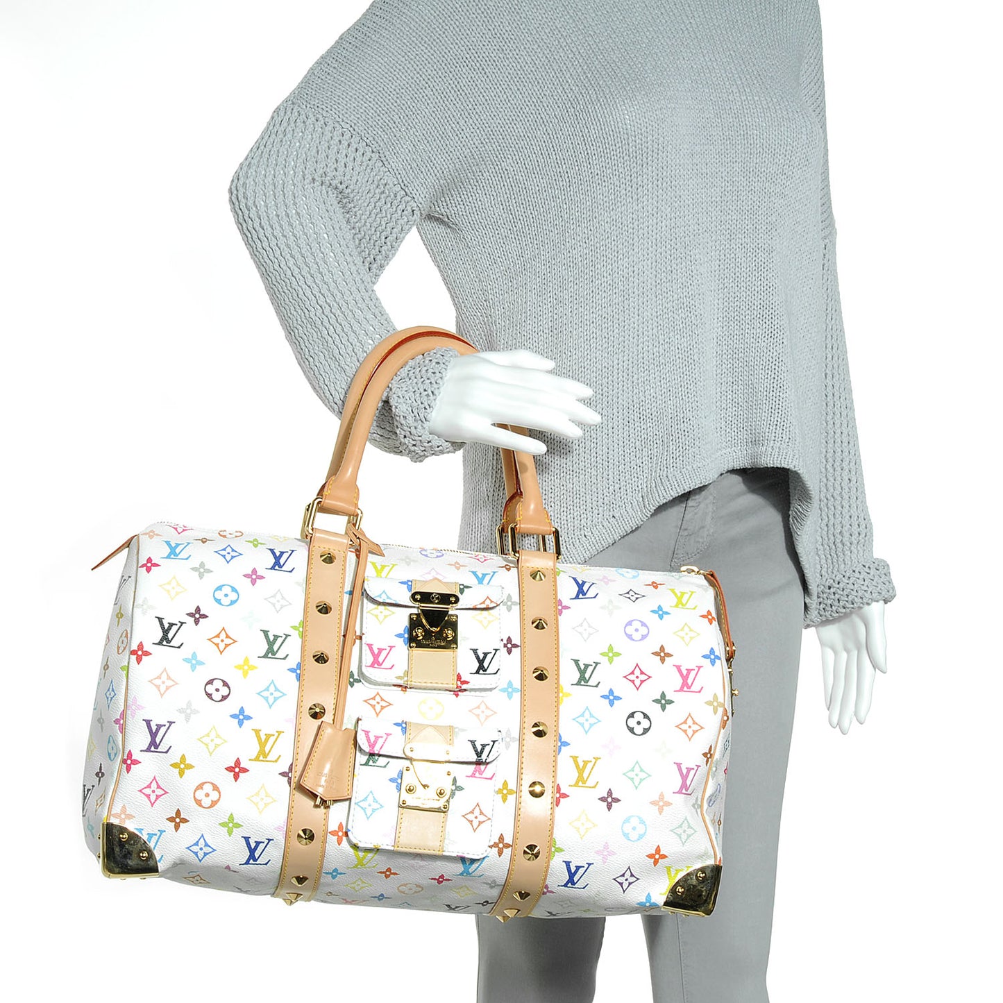 Monogram Multicolor Keepall 45 White