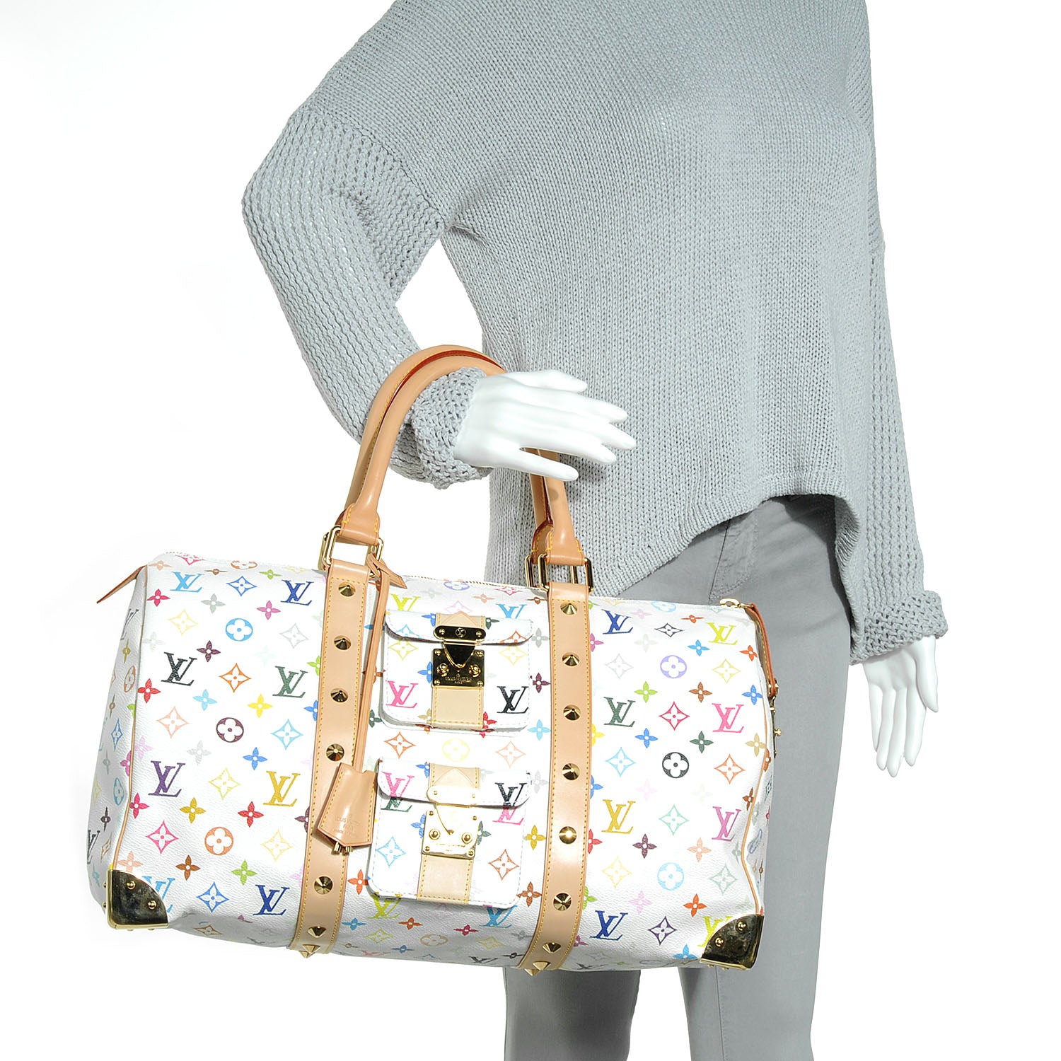 Louis Vuitton Monogram Multicolor Keepall 45 White 2 of 6