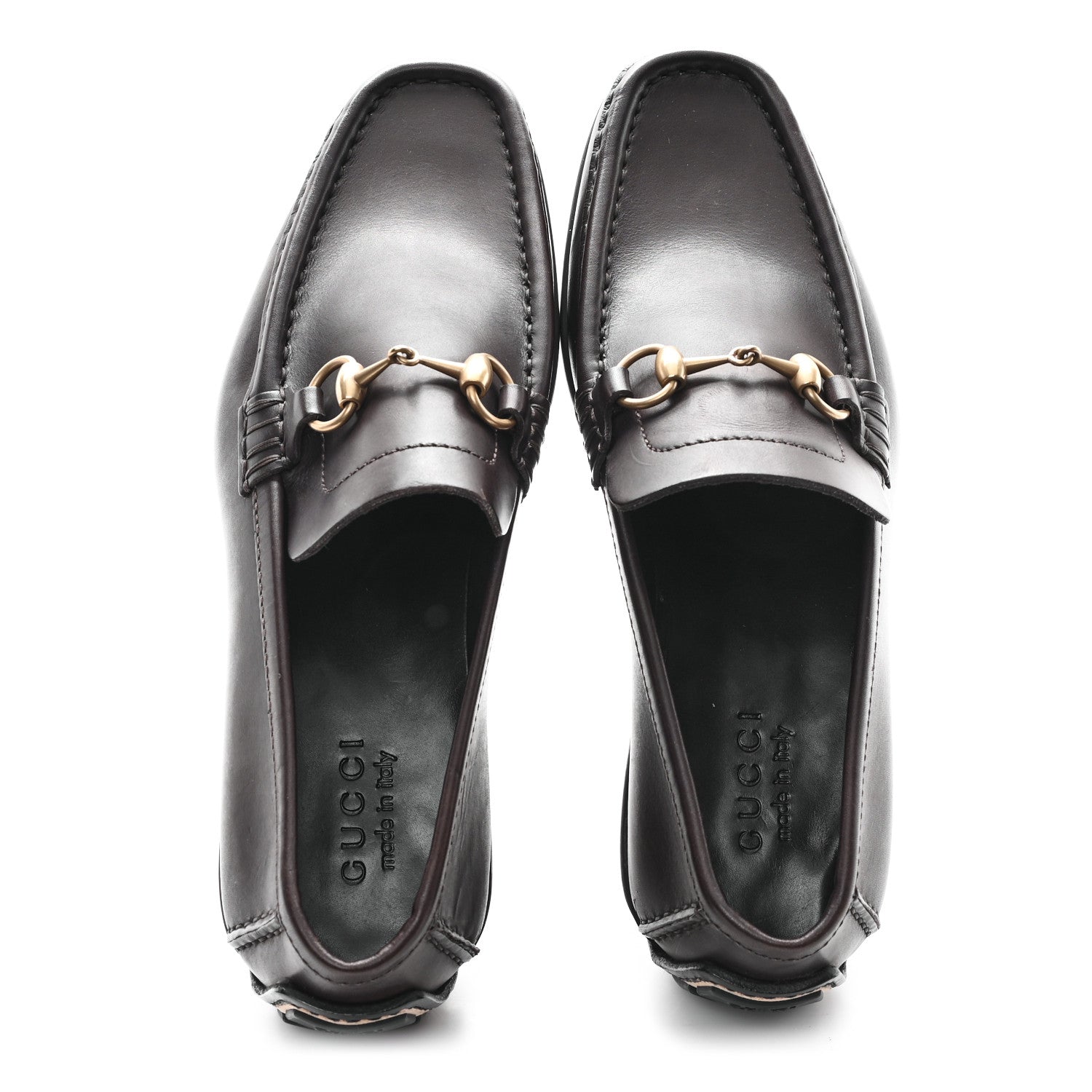 Gucci Calfskin Mens Horsebit Driver Loafers 9 Brown 2 of 9