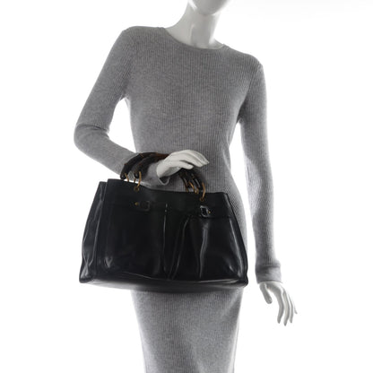 Gucci Calfskin Bamboo Handle Tote Black 2 of 7