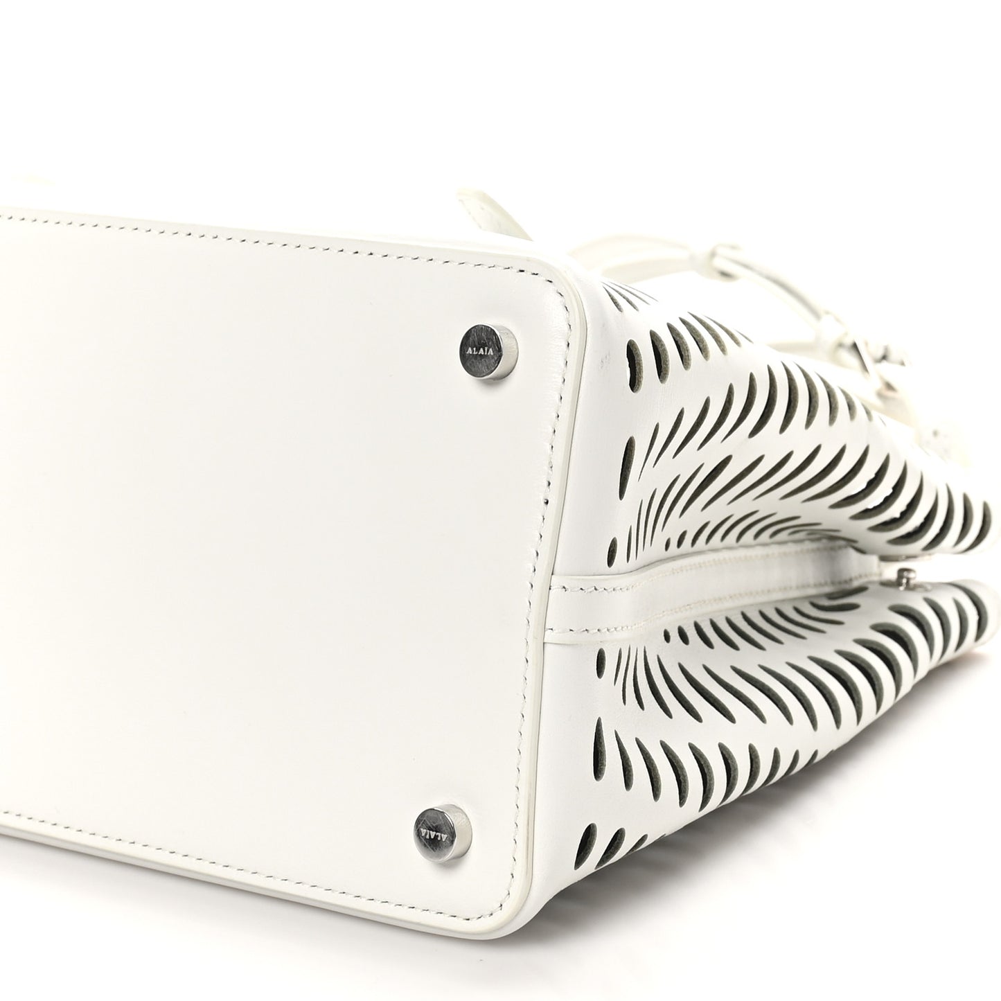 Calfskin Laser Cut Mina 25 Bag White