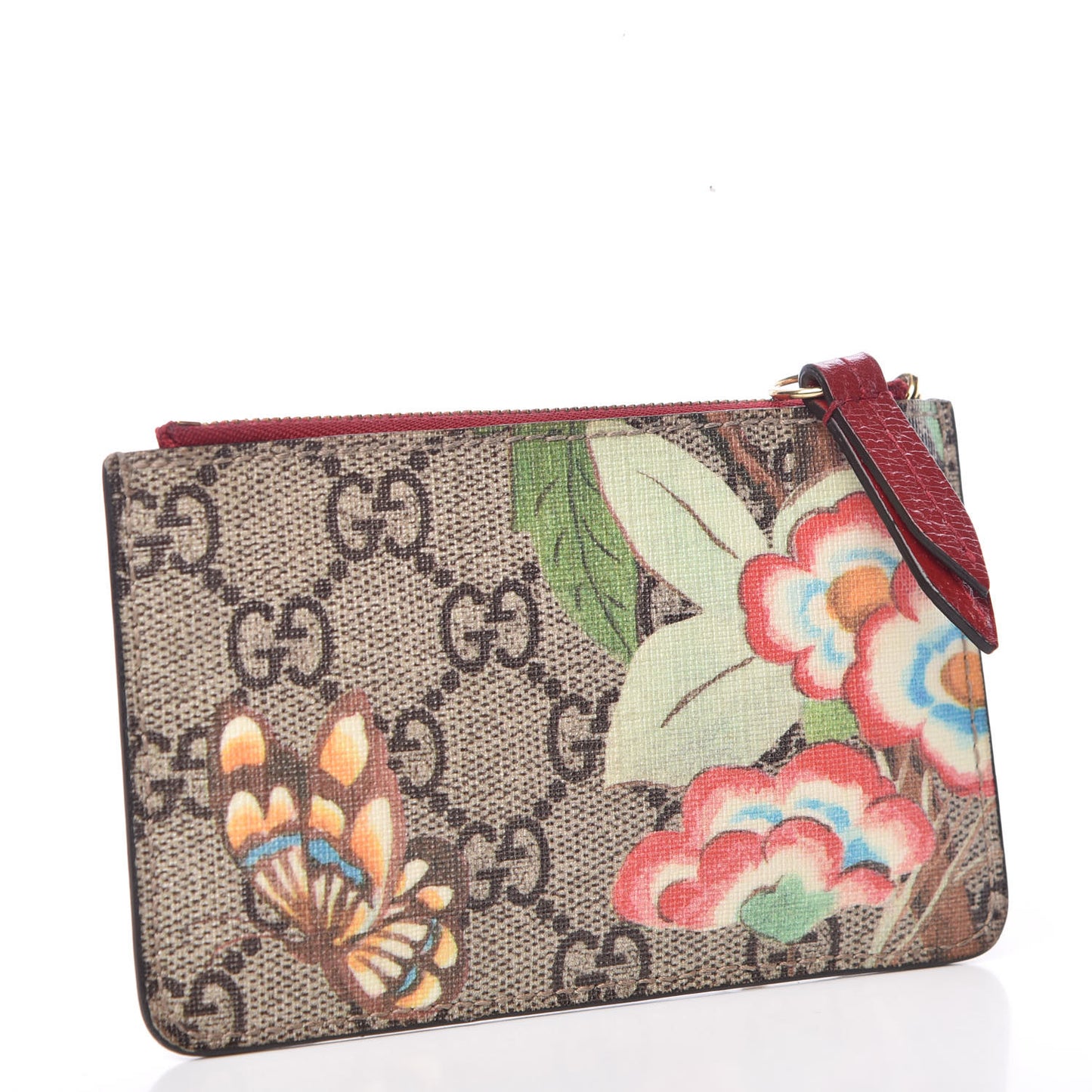 GG Supreme Monogram Tian Key Case Beige Multicolor Red