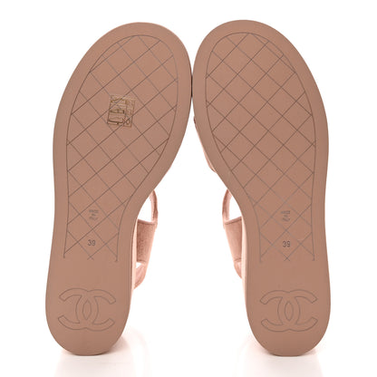Chanel Suede Calfskin Peep Toe Wedge Sandals 39 Light Pink 5 of 13