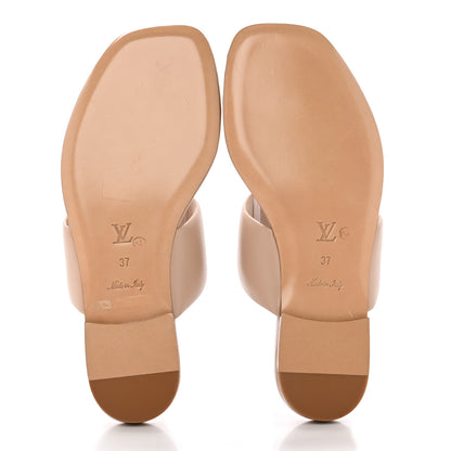 Louis Vuitton Lambskin Embossed Monogram Drapy Flat Thong Sandal 37 Beige 5 of 12