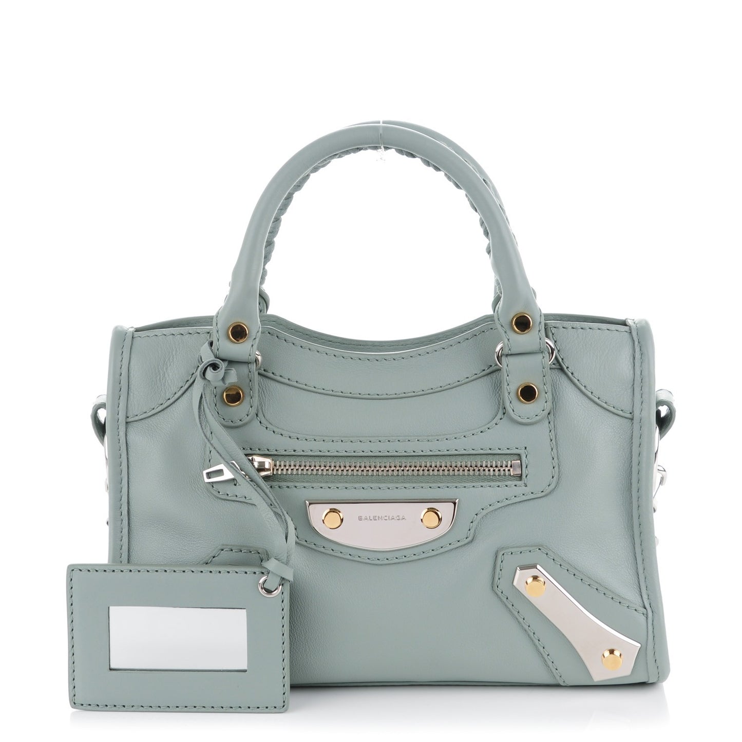 Veau Amp Plate Silver Hardware Mini City Vert Tilleul