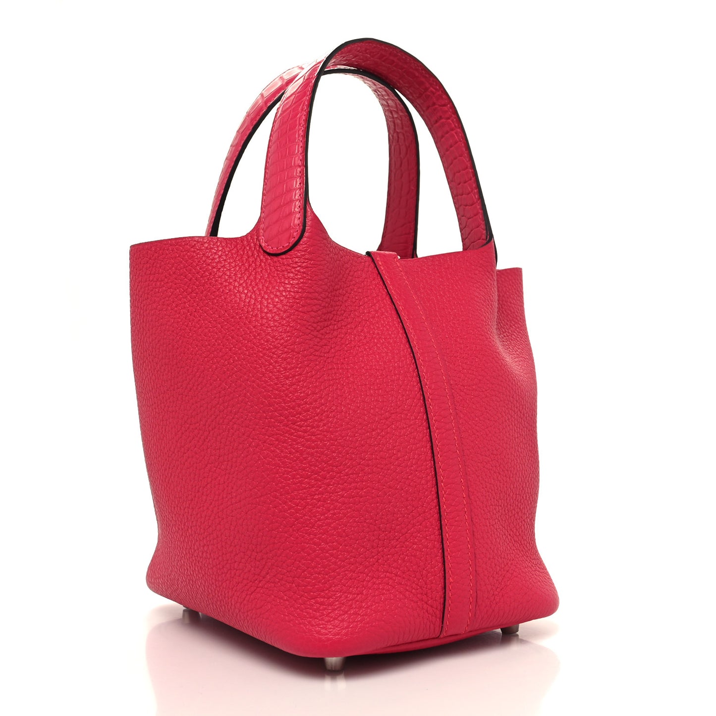 Taurillon Clemence Matte Alligator Picotin Lock Touch 18 PM Rose Mexico