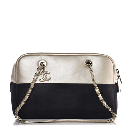 Chanel Caviar Iridescent Calfskin Duo Bowling Bag Black Light Gold 1 of 8