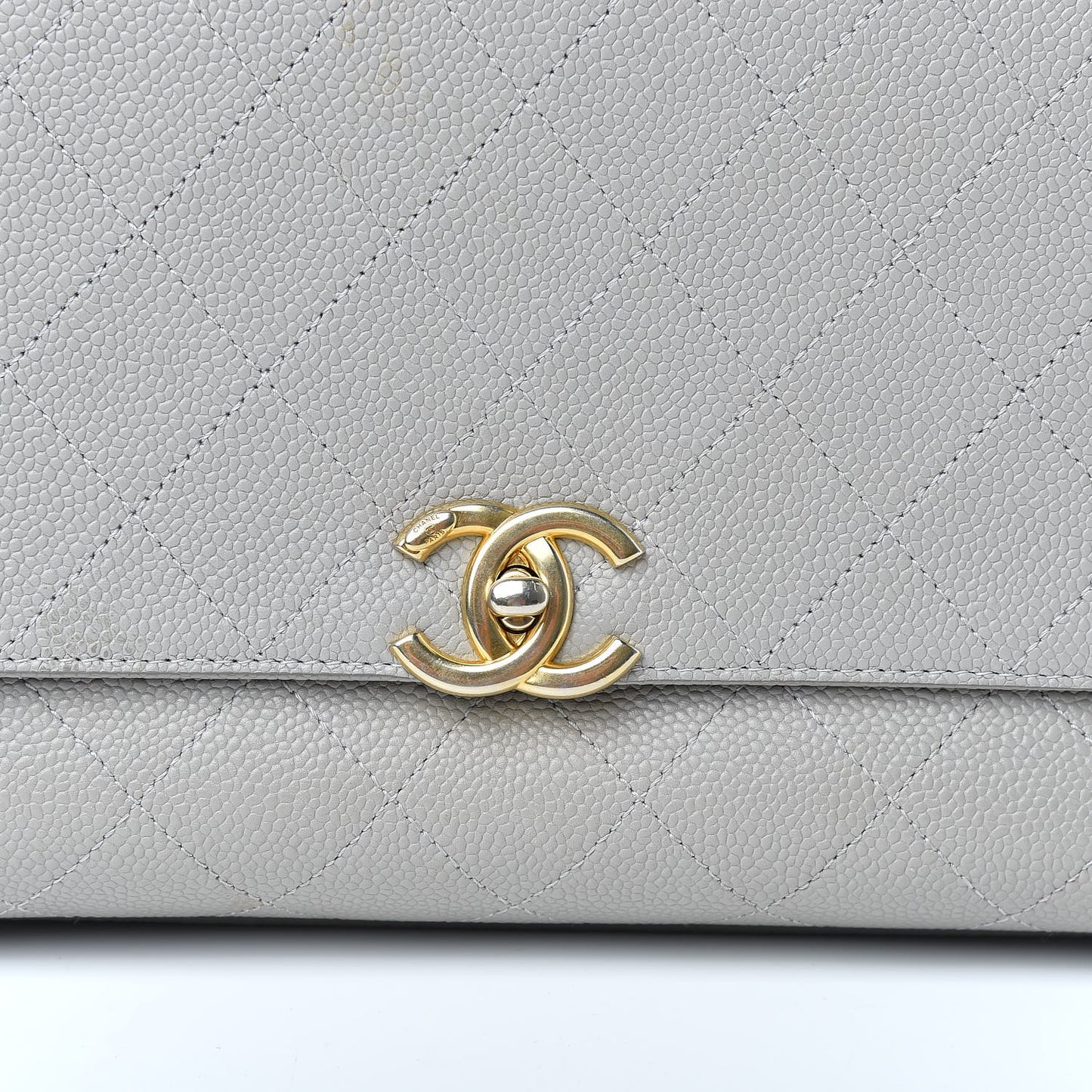 Grained Calfskin Stitched Flap Grey