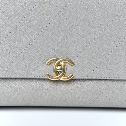 Chanel Grained Calfskin Stitched Flap Grey 15 of 16