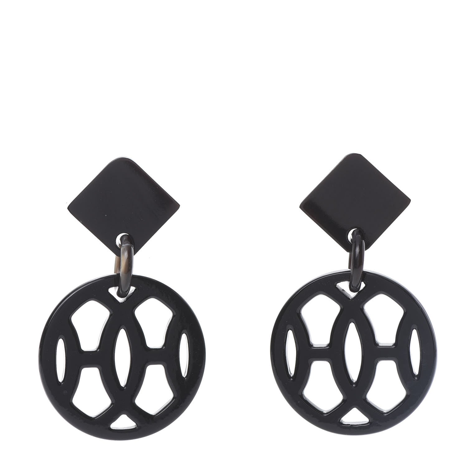Hermes Buffalo Horn Lacquer Hava Earrings Black 1 of 4
