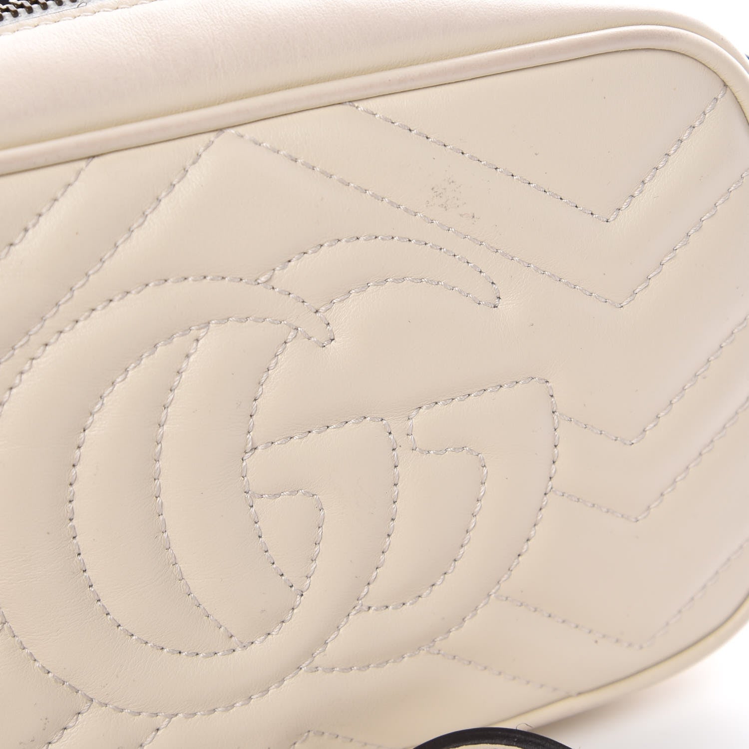 Gucci Calfskin Matelasse Mini GG Marmont Chain Shoulder Bag White 10 of 11