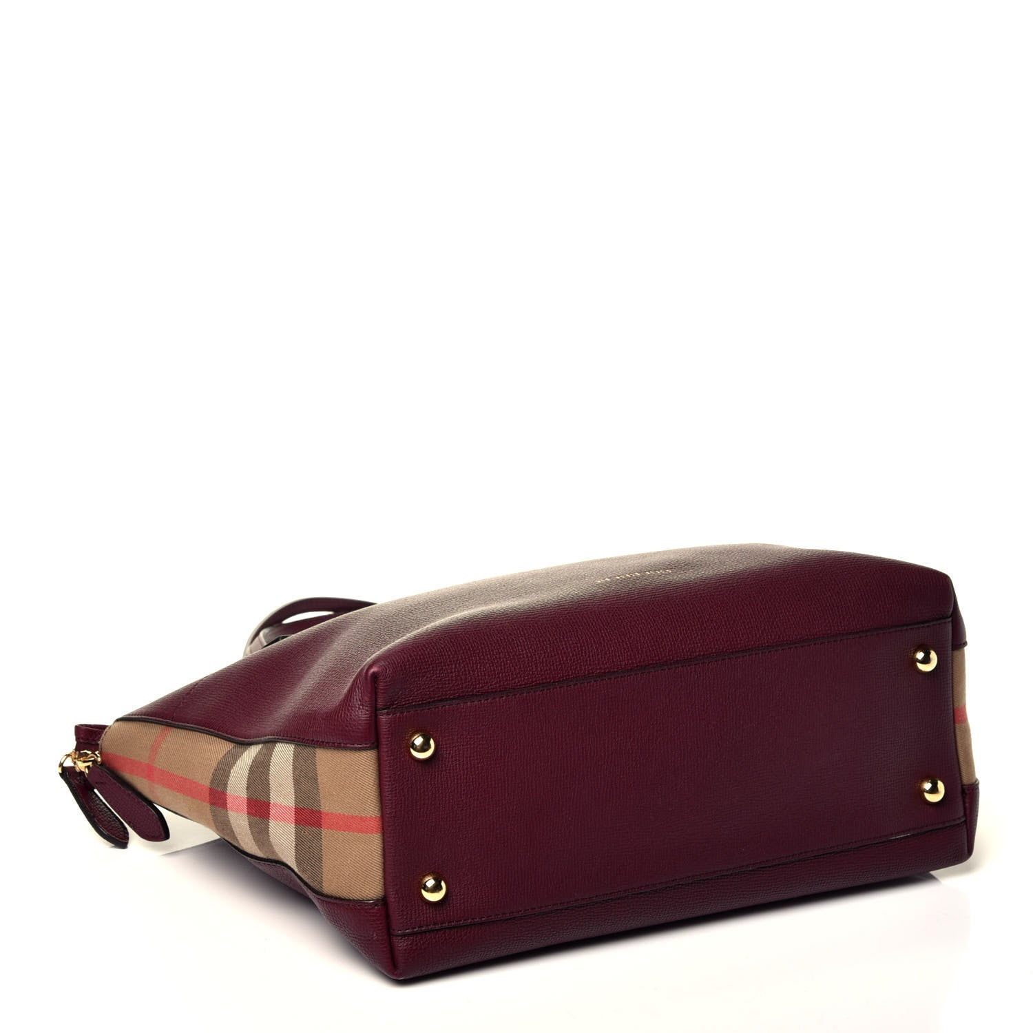 Burberry Derby Calfskin House Check Medium Welburn Tote Mahogany Red 4 of 8