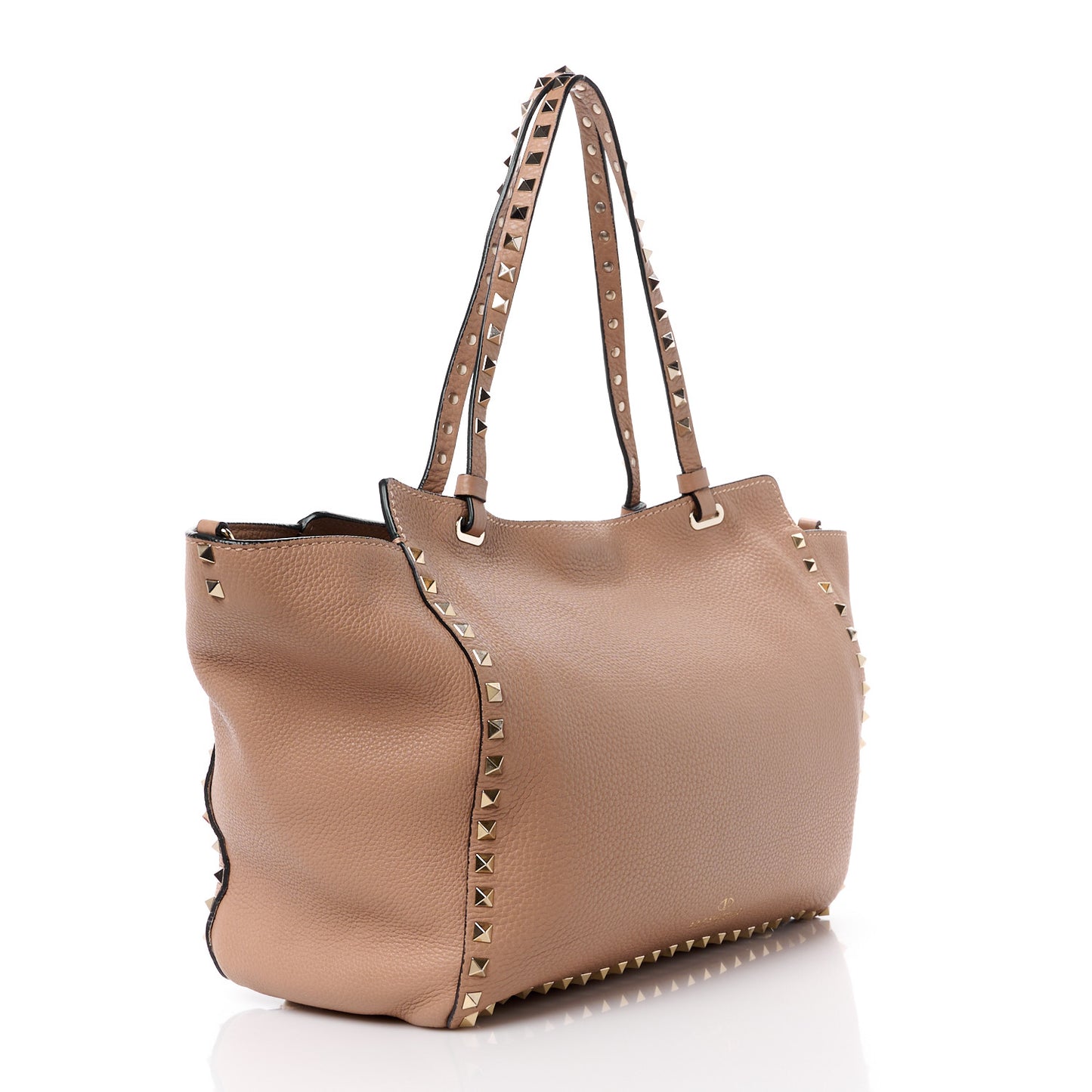 Pebbled Calfskin Medium Rockstud Tote Skin Sorbet