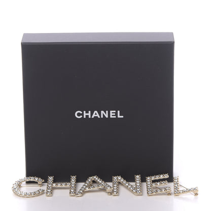 Chanel Crystal Cha-Nel Logo Brooch Set Gold 5 of 5