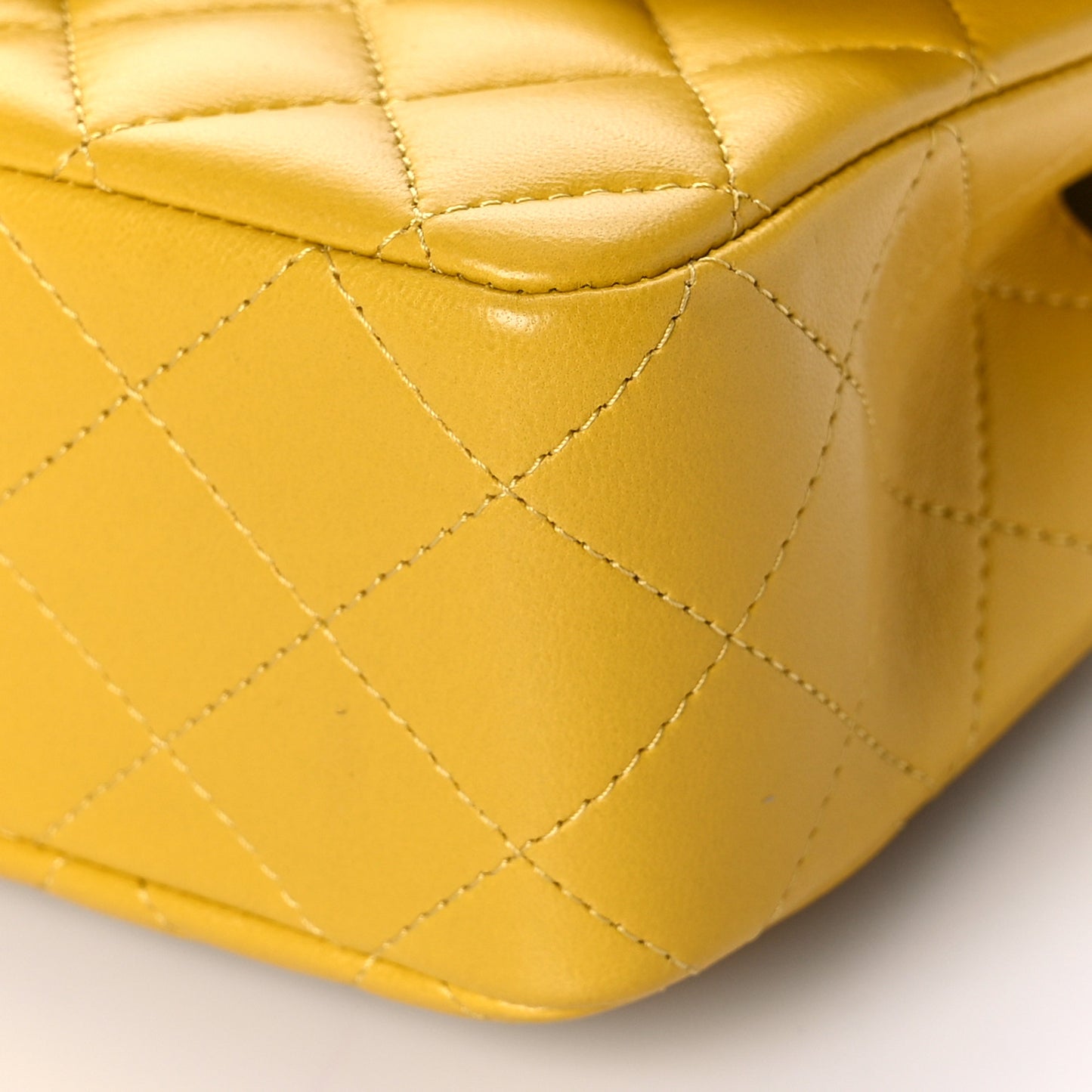Lambskin Quilted Mini Top Handle Rectangular Flap Yellow
