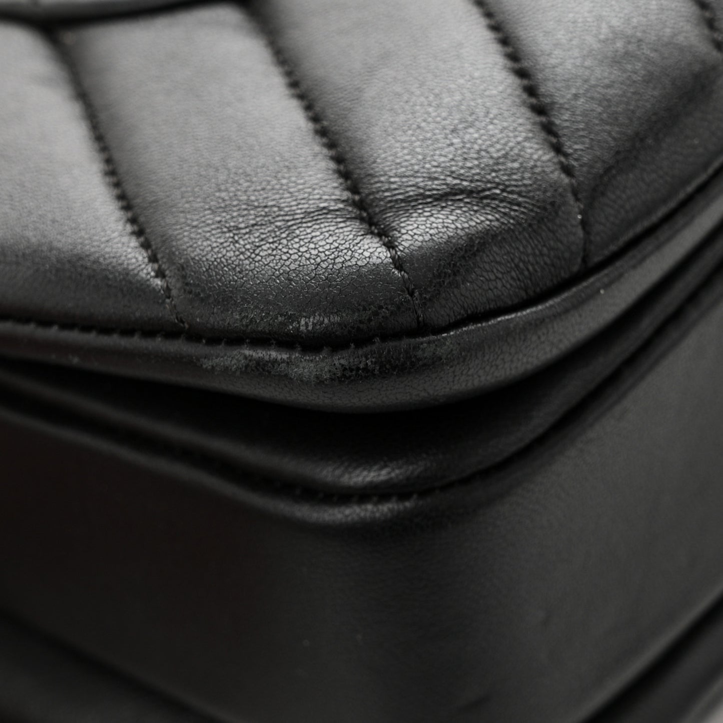 Lambskin Chevron Quilted Small Trendy CC Dual Handle Flap Bag Black
